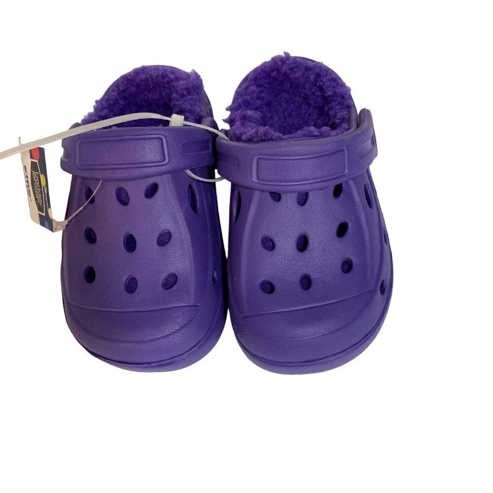 Berkley Jensen Kids Faux Fur Lined‎ Clogs Violet Size 6